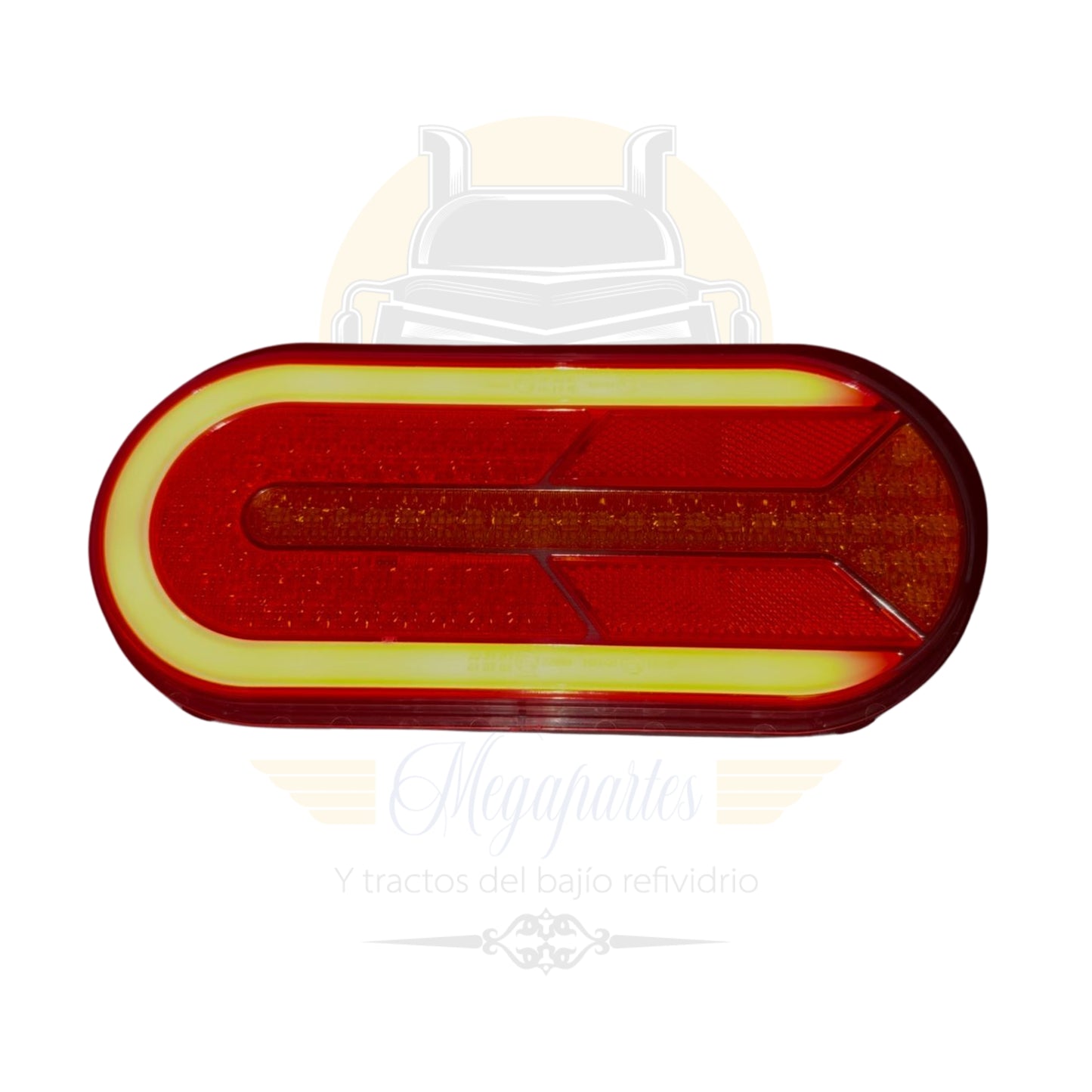 PLAFON OVALADO CON DIRECCIONAL AMBAR/ROJO