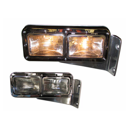Faro Completo Derecho LED con Ojo de Ángel y Fondo Cromado para Peterbilt 379