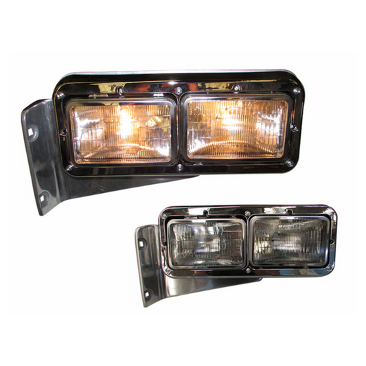 Faro Completo Izquierdo LED con Ojo de Ángel y Fondo Cromado para Peterbilt 379